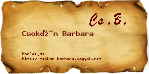 Csokán Barbara névjegykártya